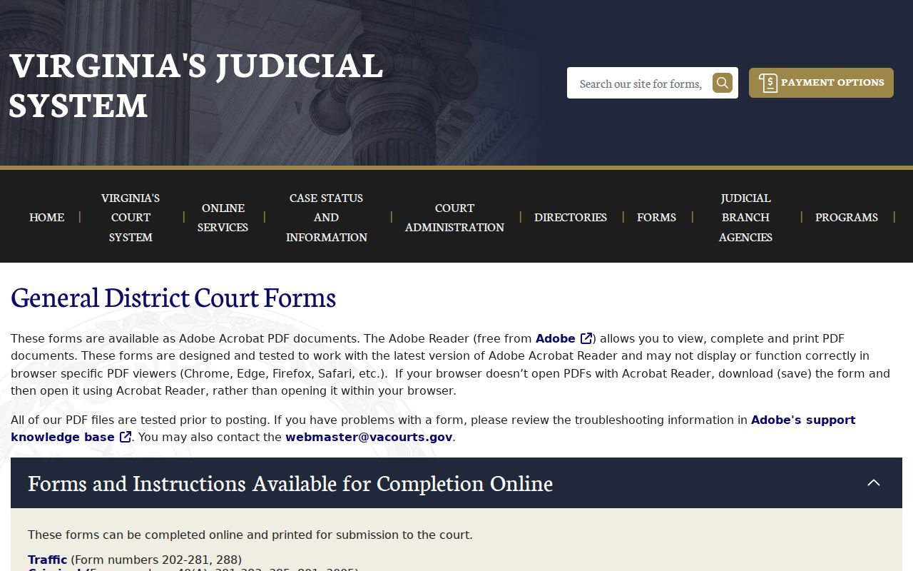 Shenandoah County court forms for bench warrant and case procedure questions